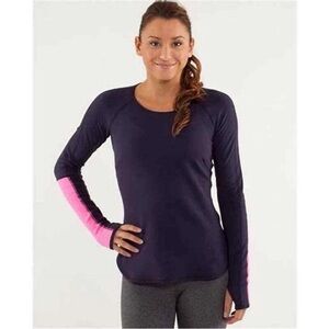 Lululemon Runder Under Reversible Longsleeve Pink/Navy Sz 4